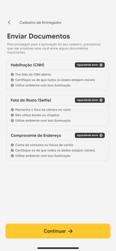 Tela App Entregador 3